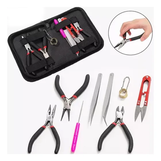 Juego 8 Pinzas Para Bisuteria Joyería Estuche Heramienta