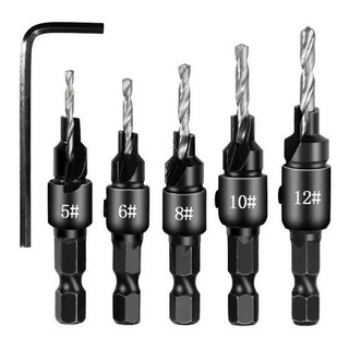 Brocas Escareadoras Kit 5 Brocas + Chave Allen Brocas Escareadoras Kit 5 Brocas + Chave Allen