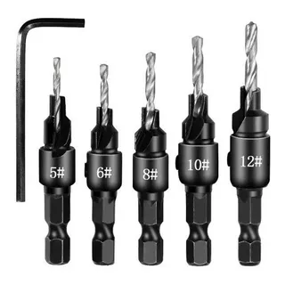 Brocas Escareadoras Kit 5 Brocas + Chave Allen Brocas Escareadoras Kit 5 Brocas + Chave Allen