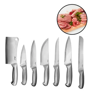 Bacana Decor Jogo De Facas 7 Peças Aço Inox Inteiriço Platinum Afiado