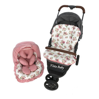 Kit Colchonete Carrinho+capa Bb Conforto+prot.cinto Floral Kit Colchonete Carrinho+capa Bb Conforto+prot.cinto Floral