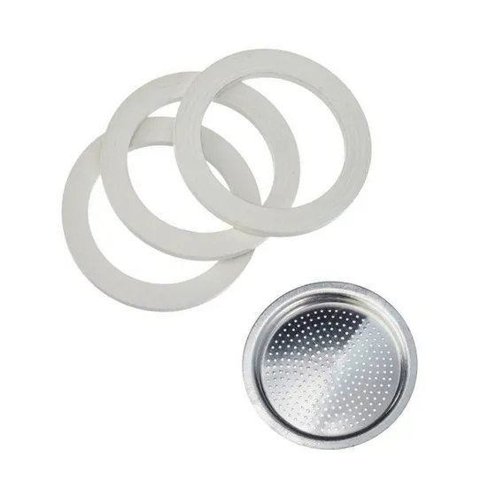 Bialetti Repuesto Cafetera Italiana 12 Tazas Gomas + Filtro Color Blanco
