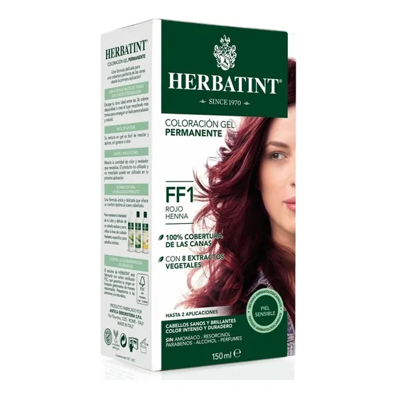 Tintura Herbatint Tintura Permanente Tintura Permanente FF1 - Rojo Henna Herbatint tono ff1 - rojo henna para cabello