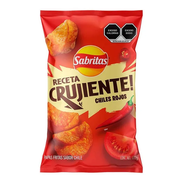 Papas Sabritas Receta Crujiente Chiles Rojos 170g