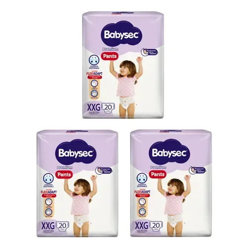Pack X 3 Pañales Pants Babysec Premium Xxg 20