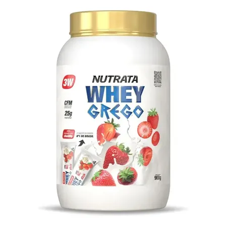 Whey Grego 3w Pote 900g Morango Com Chantilly Nutrata