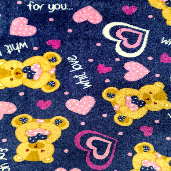 Rollo De Tela Polar Toronto Castor Love For You 150 Cm Ancho Azul Oscuro Estampado Castor For You Love