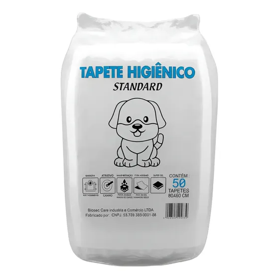 Tapete Higiênico 50 Unidades 80x60 biosec descartável para cachorro pet cão absorvente manta fralda
