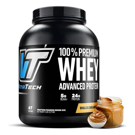 Proteina En Polvo Vitatech 100% Premium Whey Proteínas 5lb Sabor Dulce De Leche