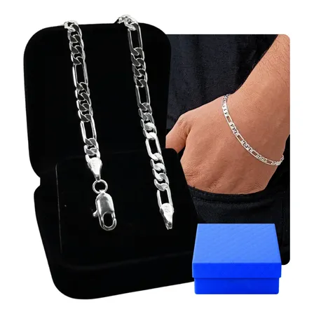 Pulseira Masculina Prata 925 Legítima Grumet Banhado Prateado