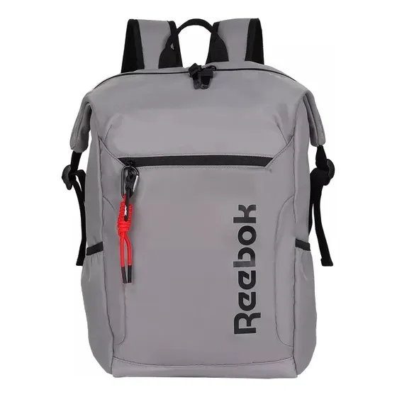 Mochila Reebok Bolsillo Frontal Con Llavero Portabotella Color Gris 60008