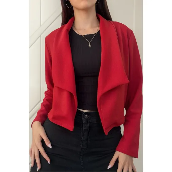 Blazer Corto De Crep Saco Mujer Tendencia Varios Colores