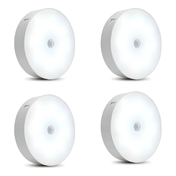 Kit 4 Luminárias Lâmpada Led Recarregável Sensor De Presença