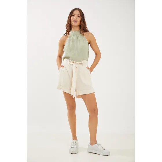 Short De Lino Con Lazo Rimmel