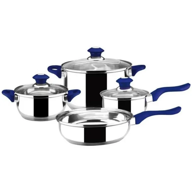 Bateria Cocina Magefesa Acero Inoxidable Coraza 7 Pzas Azul