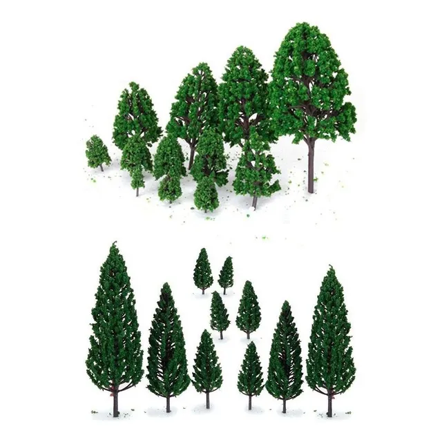 22pcs Modelo Arbol Bricolaje Tren Ferrocarril Calle 