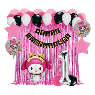 Globos Kit My Melody Kuromi Decoración Cumpleaños Globos Kit My Melody Kuromi Decoración Cumpleaños