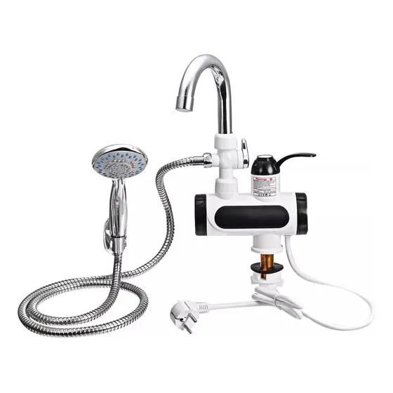 Grifo Electrico Lavamanos Baño Calentador Agua Con Ducha Cromado 50hz