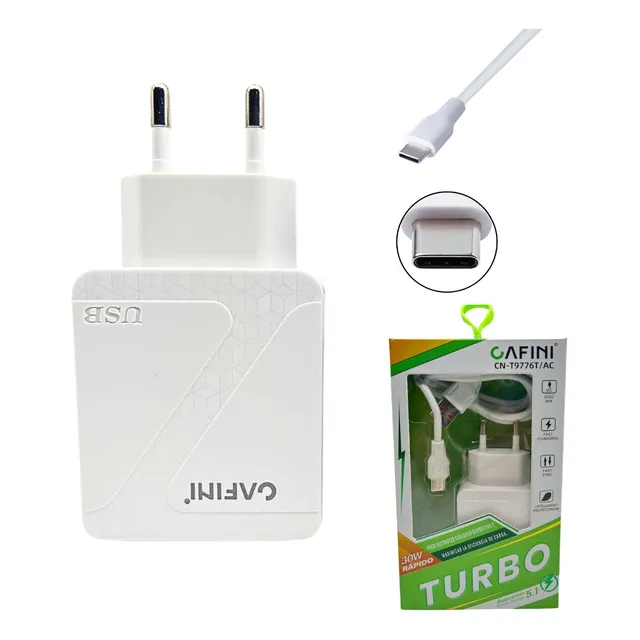 Cargador Rápido 30w Con Cable Tipo C Y Doble Puerto