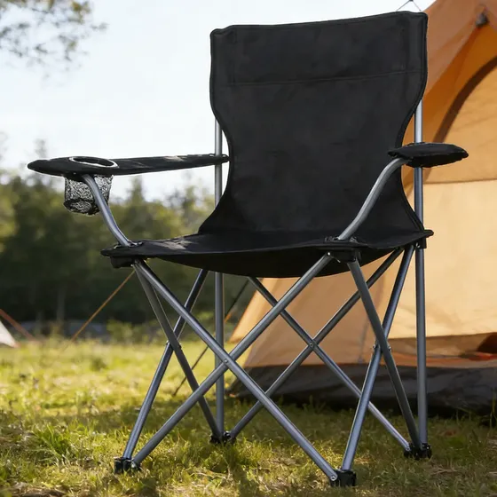 Silla Plegable De Camping Con Porta Vaso Rohe 80x50cm