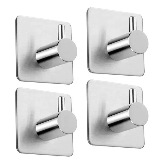 Gancho Perchero Percha Metal Adhesivo Acero Inox X4 Unid