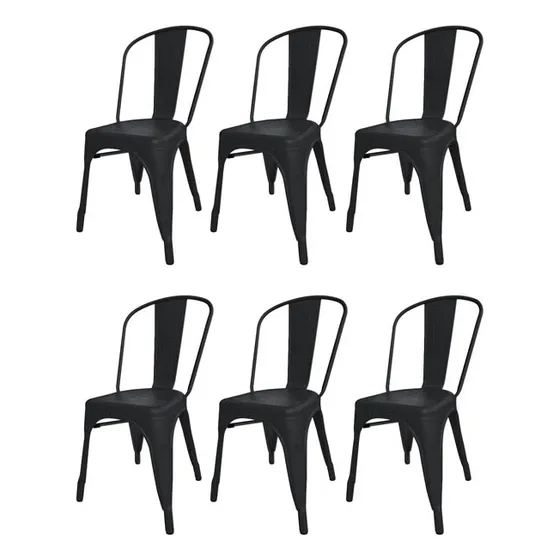 Silla de comedor DeSillas Tolix con estructura color negro microtexturado x 6 unidades