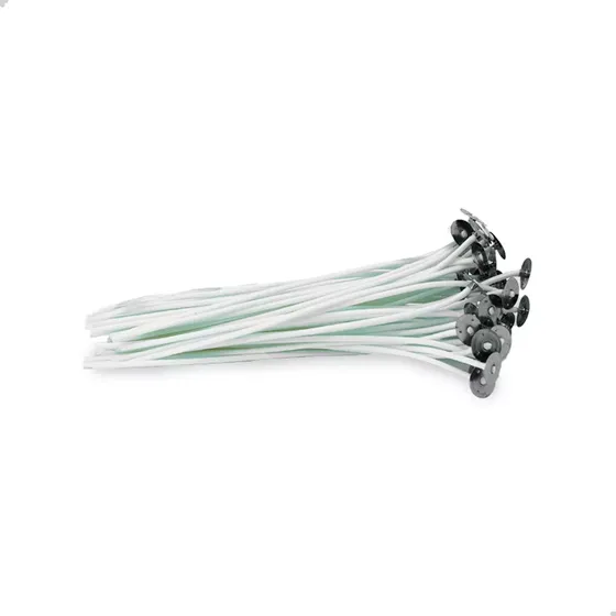 Kit 100 Pavio De Vela De Algodão Com Ilhões De 15cm 1mm