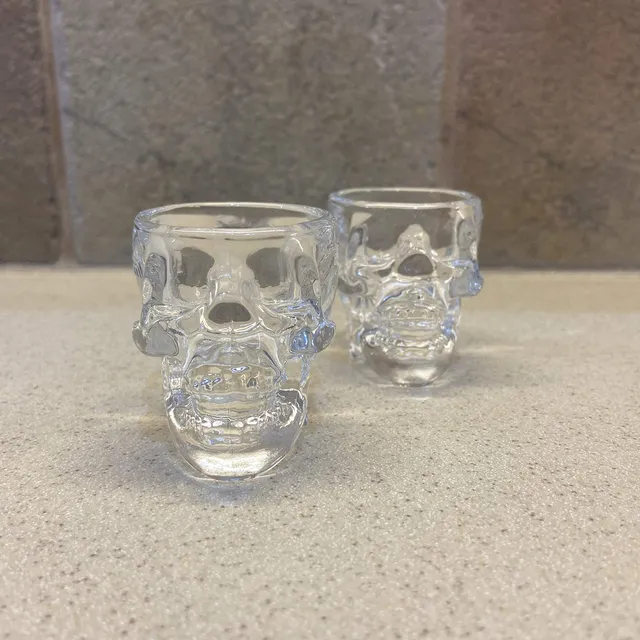 Vaso Chupito Calavera Vodka Cabeza Cristal Juego 2