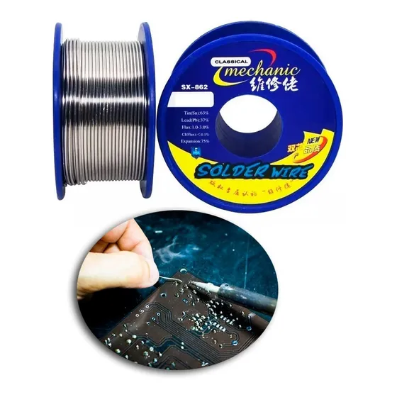 Rollito Estaño Mechanic 60grs 63sn/37pb 0.3mm Alma Con Flux