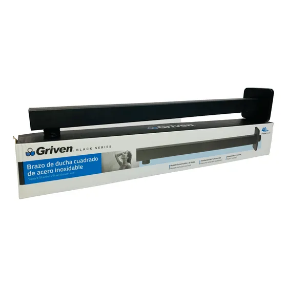 Extension Tubo Ducharegadera Cuadrada 40cm Negromate Griven