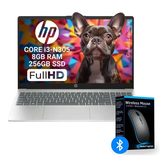 HP Pavilion Core i3 N305 8GB de RAM 256GB SSD Pantalla 15.6 FHD 1920 px x 1080 px Intel Uhd Graphics incluye Windows Instalado Laptop Fd0133 Con Regalo