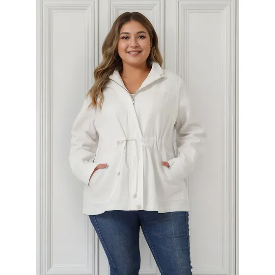 Chaquetas Talla Grande Abrigo Anorak Con Bolsillos Y Cordón