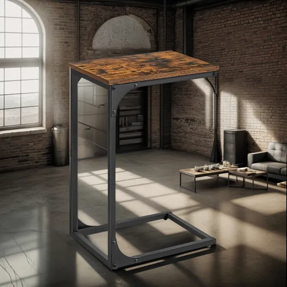 Mesa Auxiliar Vasagle En Forma De C Estilo Industrial