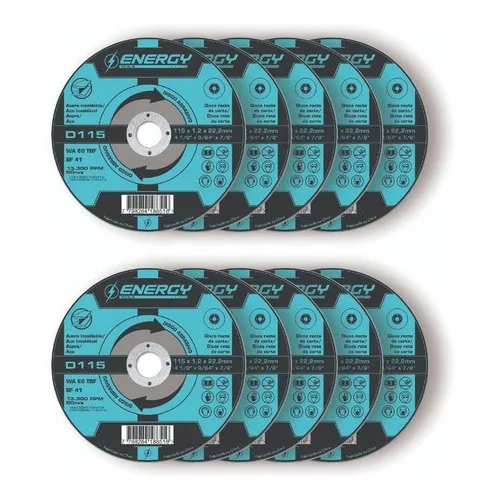 Discos Corte Metal 115 X 1.2mm Energy - 10 Unidades - 4 1/2 