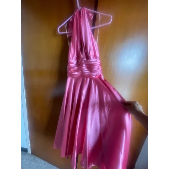 Vestido Rosado Tipo Cóctel Juvenil Talla S Usado