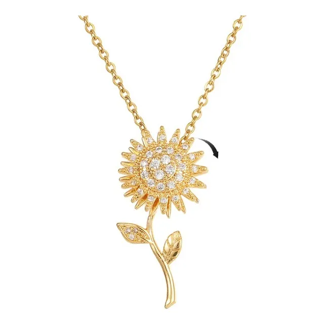 Collar Cadena Para Mujer Dije Girasol Giratorio Antiestrés 