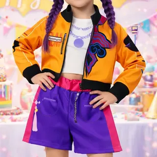 Fantasia Guerreiras Kpop Festa Pop Infantil Dança Palco Luxo Rumi Menina Gg: 10 A 12 Anos