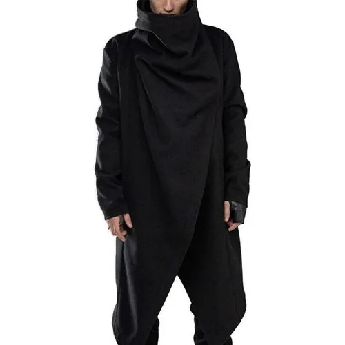 Chaqueta De Punto Punk Gótico Liso For Hombre, Capa Larga