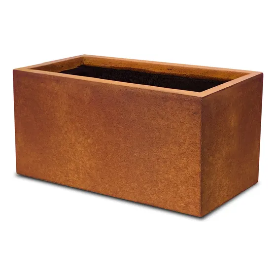 Kante Maceta Rectangular 31.7  Largo Acabado Oxido Hierro S