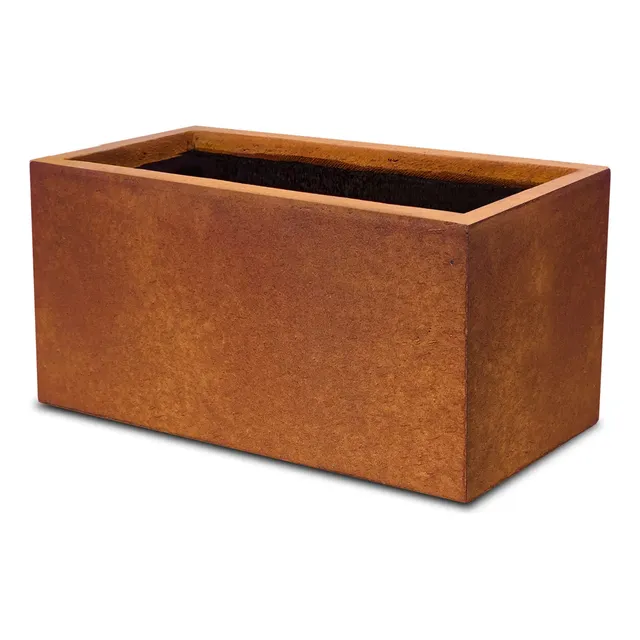 Kante Maceta Rectangular 31.7  Largo Acabado Oxido Hierro S