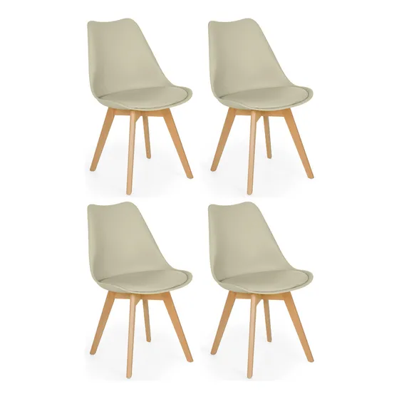 Kit 4 Cadeiras Eames Leda Prime Estofada Magazine Decor Cor Nude