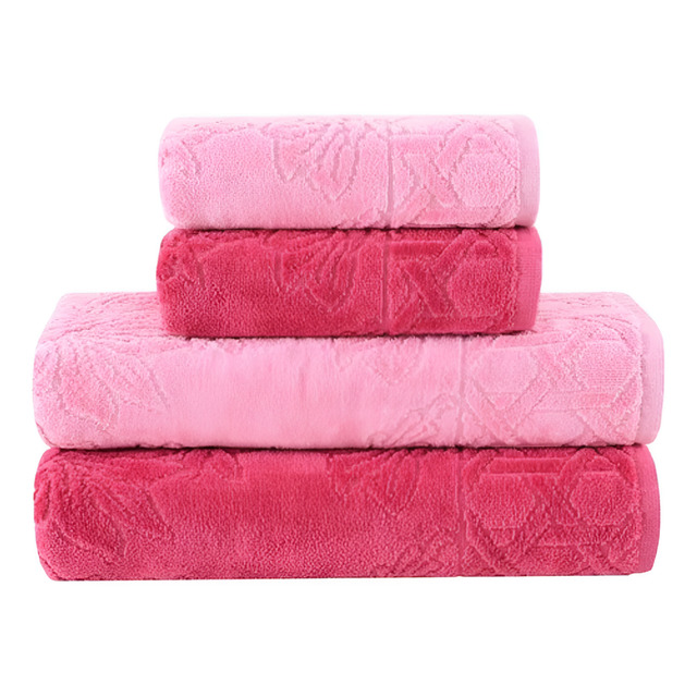 Jogo De Toalhas Buddemeyer Village Banho Rosa/rosa Chic 4 Peças