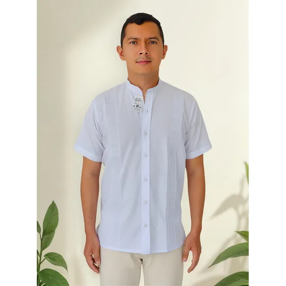 Camisa Guayabera Bordada Cuello Neru