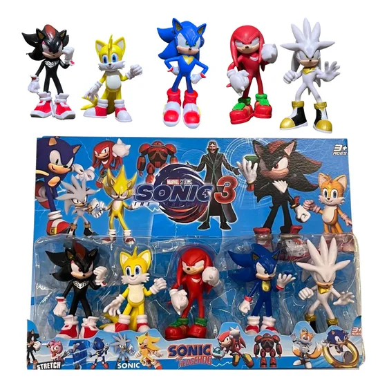 Sonic Com 5 Bonecos/ Brinquedo Infantil
