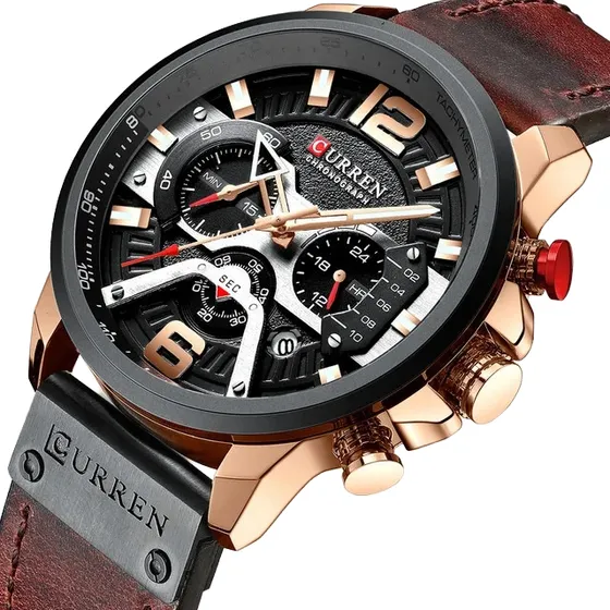 Reloj Curren 8329 Hombre Cuero Color Marron Marrón Negro/gris Negro
