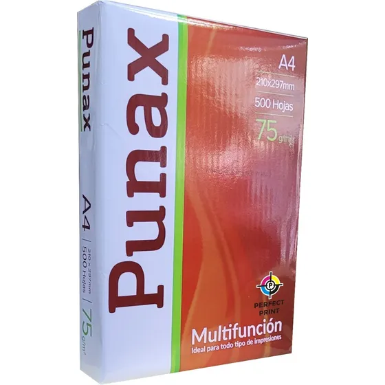 Resma Papel Punax A4 75 Gr. 500 Hojas X Unidad Color Blanco