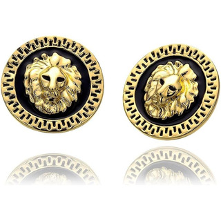 Pendientes Redondos Negros Chapados En Oro Amarillo Stud Pus Pendientes Redondos Negros Chapados En Oro Amarillo Stud Pus