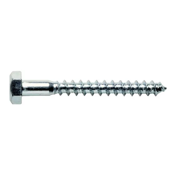 100u Tornillo Tirafondo Cabeza Hexagonal Zincado De 1/4 X 2 - Para Llave De 11mm O 7/16 - Hierro Sae 1010