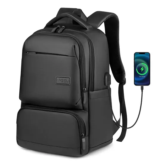 Mochila Para Laptop 16 Inch Hombres Mochilas Escolar Viaje Antirrobo Y Color Negro Iforu