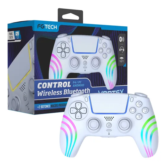 Joystick Inalambrico Bluetooth Para Ps4 Pc Android Vortex Color Blanco